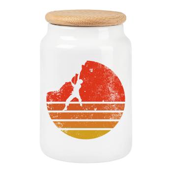 Wanderer bei Retro Sunset - Keksdose mit Holzdeckel - Weiß - Vorne