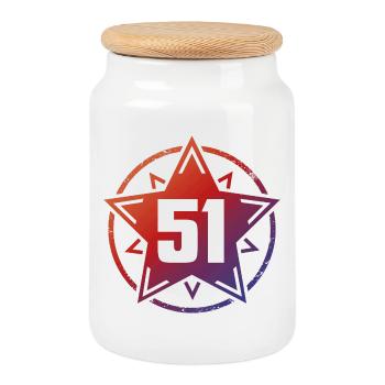 Super Star 51 - Keksdose mit Holzdeckel - Weiß - Vorne