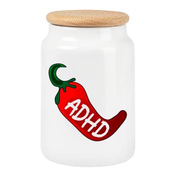 NEUORDIVERSITY ADHD PEPERONI - Cookie Jar with Wooden Lid - white - Front