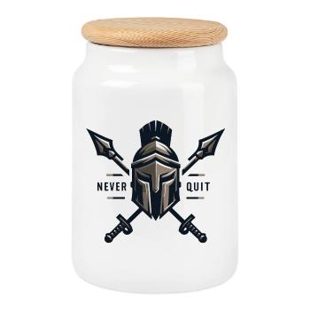 Guerrier Fitness - Cadeau musculation - Boîte à biscuits avec couvercle en bois - blanc - Devant