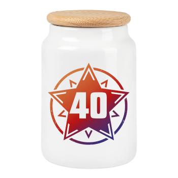 Superstar 40 - Cookie Jar with Wooden Lid - white - Front