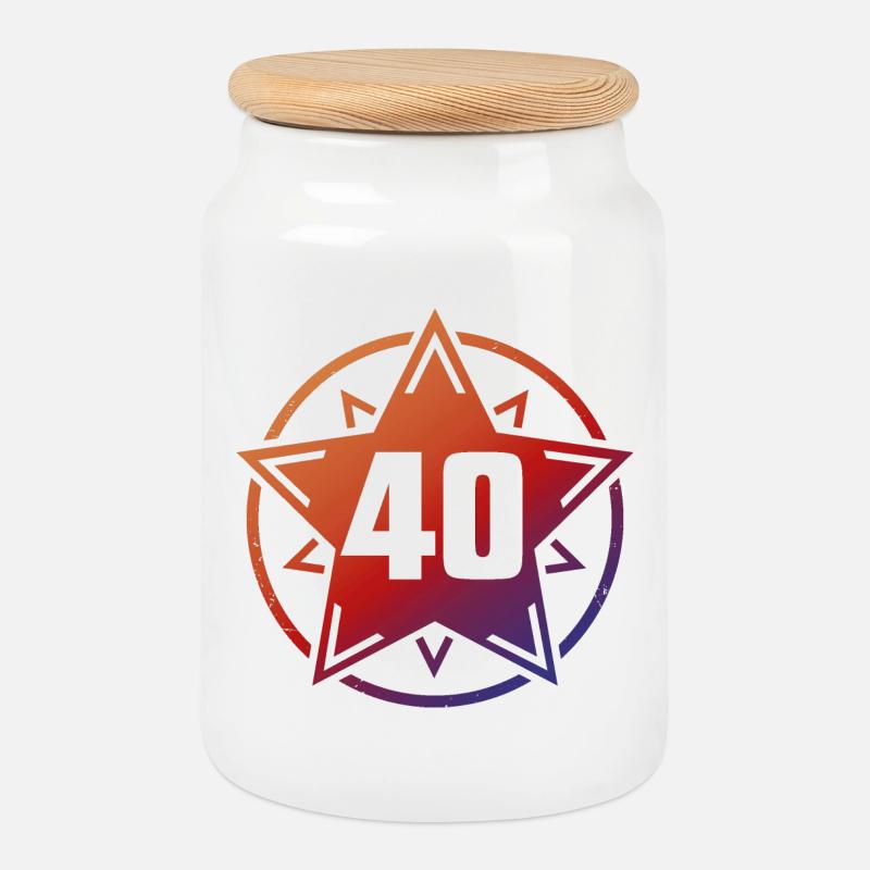 Superstar 40 - Cookie Jar with Wooden Lid - white