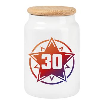 Superstar 30 - Boîte à biscuits avec couvercle en bois - blanc - Devant