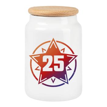 Superstar 25 - Boîte à biscuits avec couvercle en bois - blanc - Devant