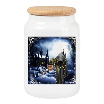 Die dunkle Weihnachtszeit - Keksdose mit Holzdeckel - Weiß - Vorne