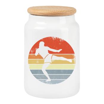 Croquis de Kickboxer Vintage - Boîte à biscuits avec couvercle en bois - blanc - Devant