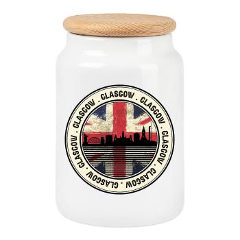 Paysage urbain Unionjack de Glasgow - Boîte à biscuits avec couvercle en bois - blanc - Devant