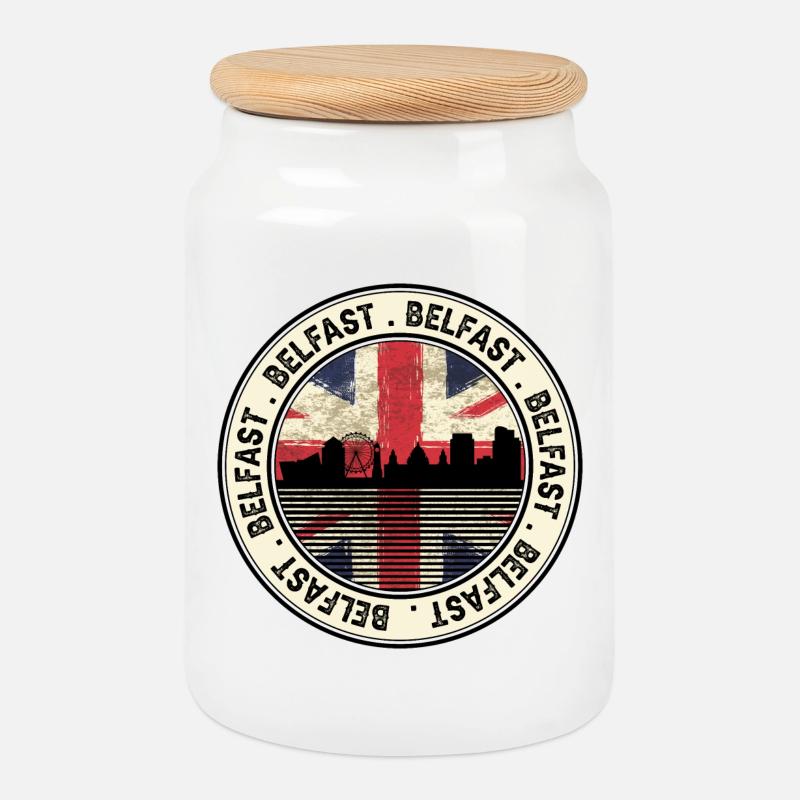 Belfast Union Jack Roundel - Keksdose mit Holzdeckel - Weiß