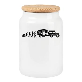 Camping Randonneurs Caravanes Camping-cars - Boîte à biscuits avec couvercle en bois - blanc - Devant
