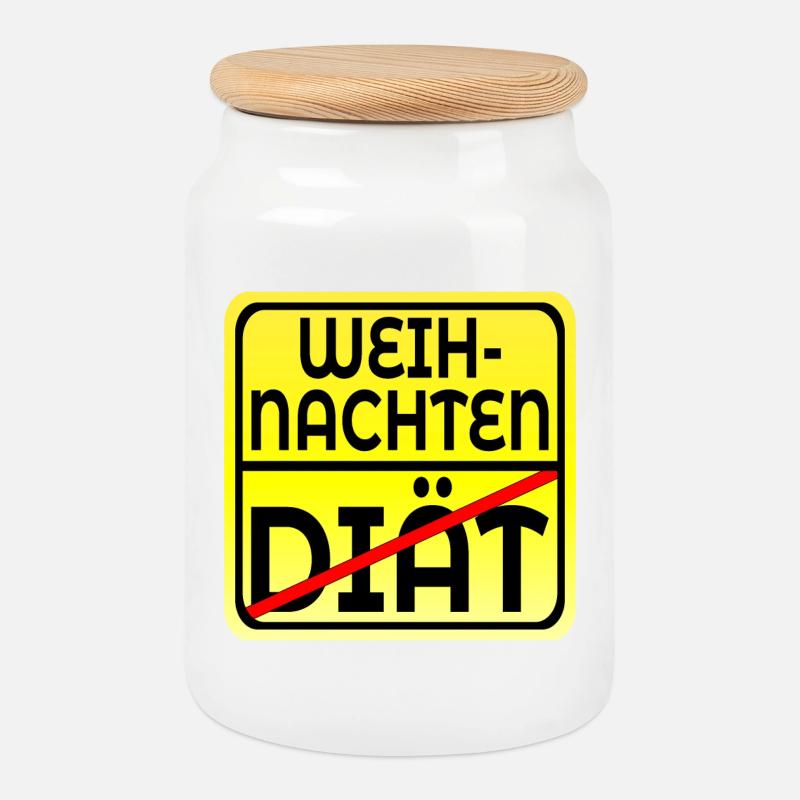 WEIHNACHTSESSEN - DIÄT ABNEHMEN SPRÜCHE LUSTIG - Keksdose mit Holzdeckel - Weiß