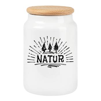 Natur Spruch Camping Wanderer Ferien Campingplatz - Keksdose mit Holzdeckel - Weiß - Vorne