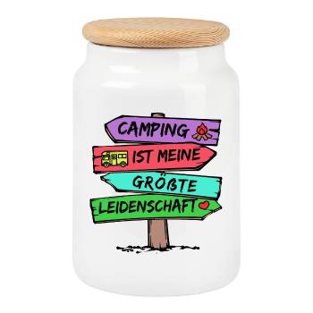 Campingplatz Camping Wanderer Wohnmobil Statement - Keksdose mit Holzdeckel - Weiß - Vorne