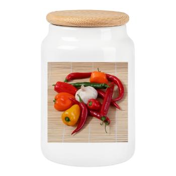 Ronde du CHILI - Boîte à biscuits avec couvercle en bois - blanc - Devant