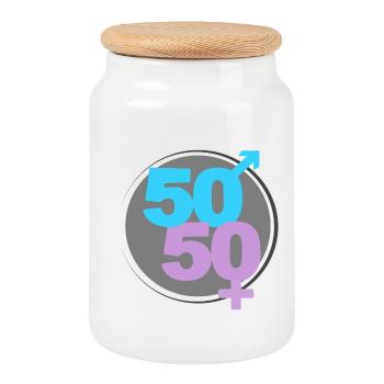 50/50 - Boîte à biscuits avec couvercle en bois - blanc - Devant