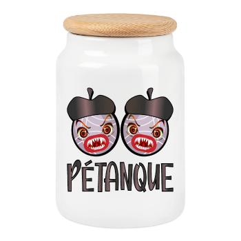 Pétanque CARTOON - SPORTGESCHENKE FRANKREICH - Keksdose mit Holzdeckel - Weiß - Vorne