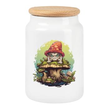 Créature champignon coquine sur un t-shirt fantasme forêt de champignons - Boîte à biscuits avec couvercle en bois - blanc - Devant