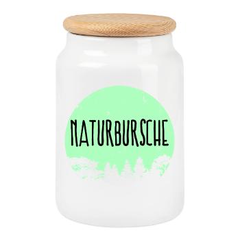 Natur Camping Chillen Wanderer Ferien Statement - Keksdose mit Holzdeckel - Weiß - Vorne