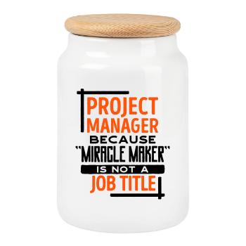 Job Manager Statement Project Manager Success - Cookie Jar with Wooden Lid - white - Front