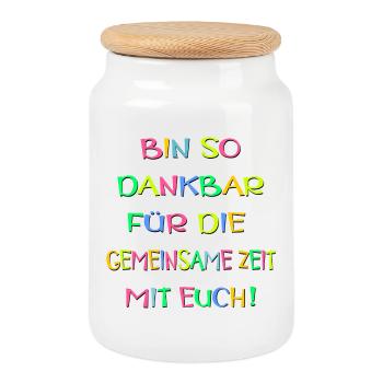 Dankbarkeit Wertschätzung Zeit Sprüche - Keksdose mit Holzdeckel - Weiß - Vorne