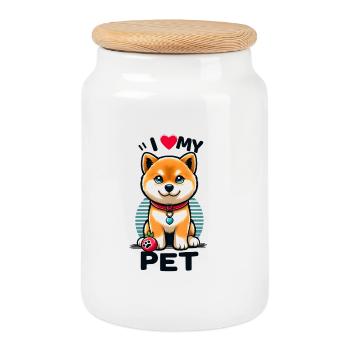 I love my pet - Cookie Jar with Wooden Lid - white - Front