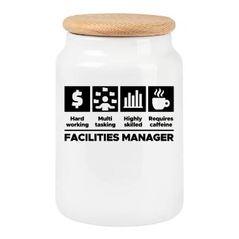Manager Statement Job Work Workaholic Career - Cookie Jar with Wooden Lid - white - Front