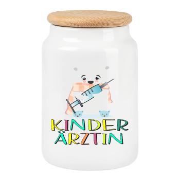 Kinderärztin Medizinerin Kinderheilkunde - Keksdose mit Holzdeckel - Weiß - Vorne