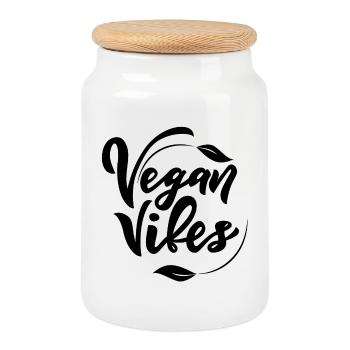 Vibrations végétaliennes - Boîte à biscuits avec couvercle en bois - blanc - Devant