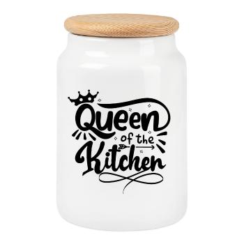 Reine de la cuisine - Boîte à biscuits avec couvercle en bois - blanc - Devant