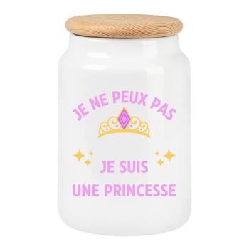Je ne peux pas je suis une princesse - humour - Boîte à biscuits avec couvercle en bois - blanc - Devant