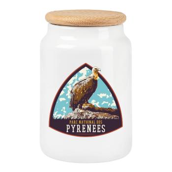Écusson Vautour, Parc Pyrénées : Nature Protégée - Boîte à biscuits avec couvercle en bois - blanc - Devant