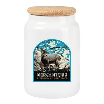 Écusson Chamois Mercantour : Faune Alpine - Boîte à biscuits avec couvercle en bois - blanc - Devant