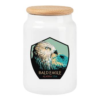 Portrait d’aigle à tête blanche d’Alaska - Boîte à biscuits avec couvercle en bois - blanc - Devant