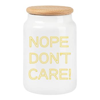 Nope don't care - Boîte à biscuits avec couvercle en bois - blanc - Devant