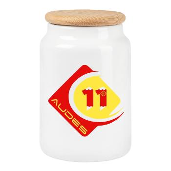 Audes - Boîte à biscuits avec couvercle en bois - blanc - Devant