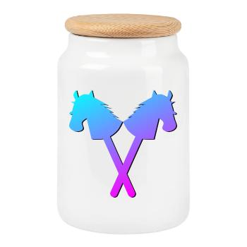HOBBY HORSING - HOBBY HORSES - Cookie Jar with Wooden Lid - white - Front