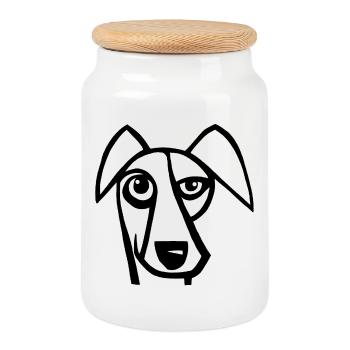 Lustiger schwarzer Hund - Keksdose mit Holzdeckel - Weiß - Vorne