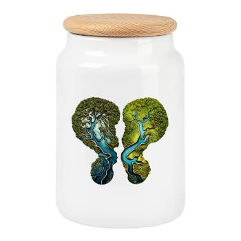 Changement climatique Poumons Forêt Rivière Environnement Chemise - Boîte à biscuits avec couvercle en bois - blanc - Devant