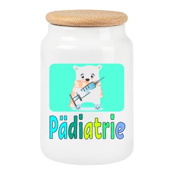 Pädiatrie Kinderkrankenhaus - Arztpraxis - Keksdose mit Holzdeckel - Weiß - Vorne