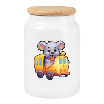 Koala Koalabär Eisenbahn Koala Bär fährt Eisenbahn - Keksdose mit Holzdeckel - Weiß - Vorne