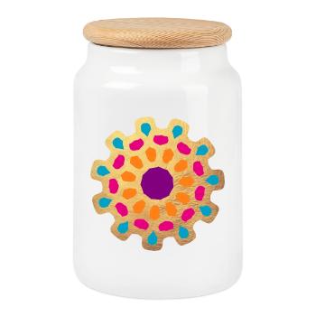 Mandala Gold Ornament India Yoga Colorful Decoration - Cookie Jar with Wooden Lid - white - Front