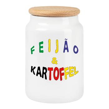 Deutsch-Brasilianer Kartoffel Brasilianer Geschenk - Keksdose mit Holzdeckel - Weiß - Vorne