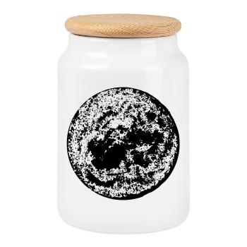Circle | Art | Moon | True Moon Love - Cookie Jar with Wooden Lid - white - Front