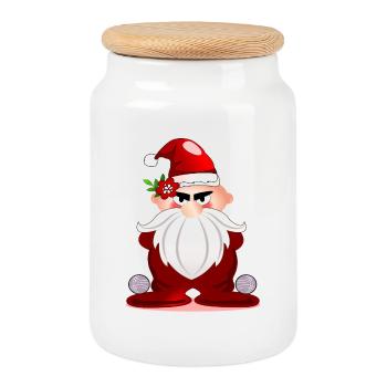 Noël GRANDPA - BOULE PETANQUE BOCCIA - Boîte à biscuits avec couvercle en bois - blanc - Devant