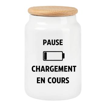 Pause chargement en cours - Boîte à biscuits avec couvercle en bois - blanc - Devant
