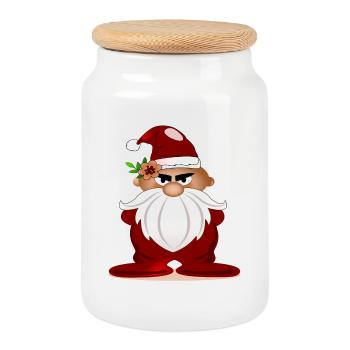 CHRISTMAS SANTA DAD - PEOPLE OF COLOUR DIVERSITY - Cookie Jar with Wooden Lid - white - Front