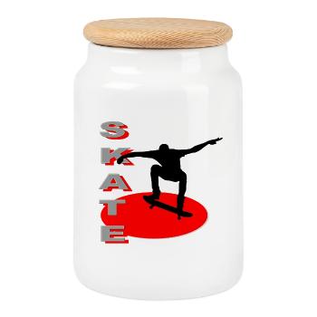 SKATE - Cookie Jar with Wooden Lid - white - Front