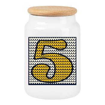 5e anniversaire des enfants - Anniversaire d’hiver cinq - Boîte à biscuits avec couvercle en bois - blanc - Devant