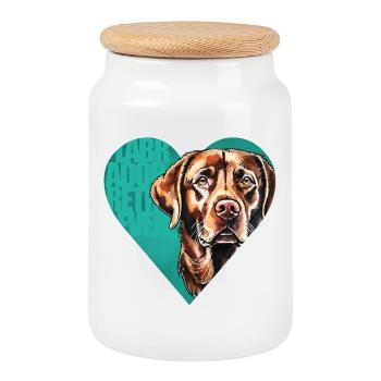 Labrador Retriever Portrait - Keksdose mit Holzdeckel - Weiß - Vorne