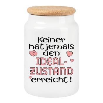 GLAUBENSSÄTZE OPTIMIERUNGSWAHN SPRÜCHE - Keksdose mit Holzdeckel - Weiß - Vorne
