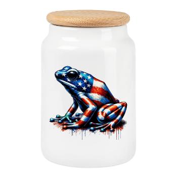 Pfeilgiftfrosch Frosch USA Kröte - Keksdose mit Holzdeckel - Weiß - Vorne